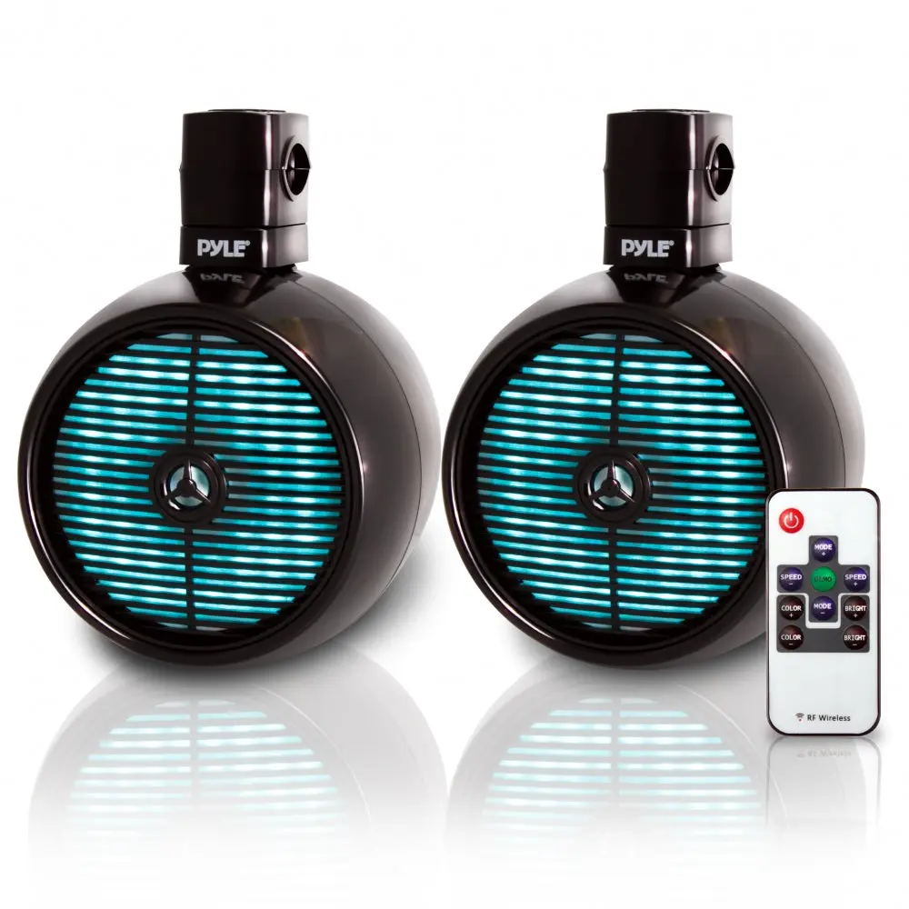8" Marine Water Resistant Speakers - 480W Power, LED Lights, Durable Subwoofer, Roll Bar Stereo, Quick Connect Terminals, All-Weather Design