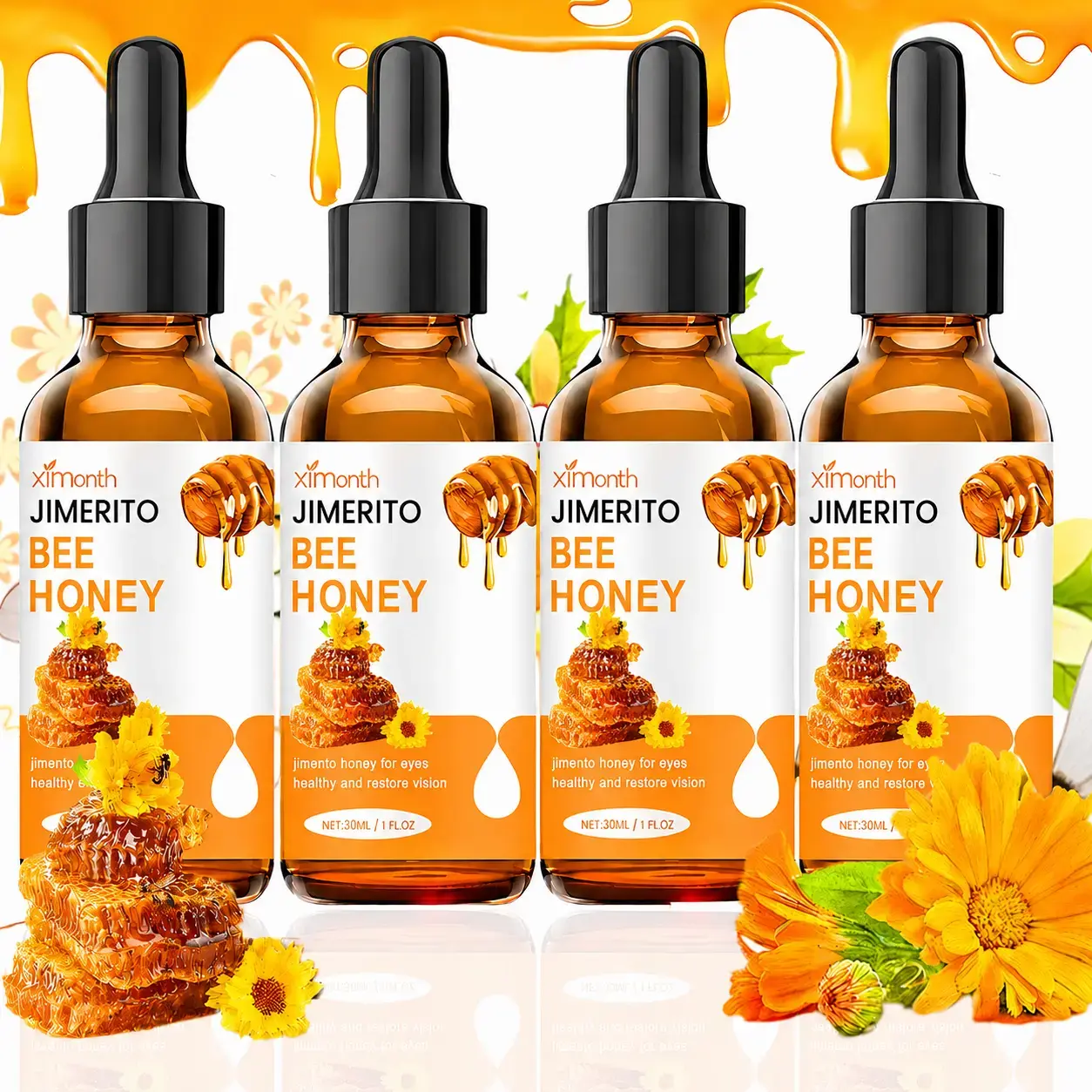 Bee Honey Eye Drops Moisturizing Honey Eye Drops Refreshing Soothing for Dry Astringent Eyes Natural Fast Acting Daily Care 30mL Eyedrops