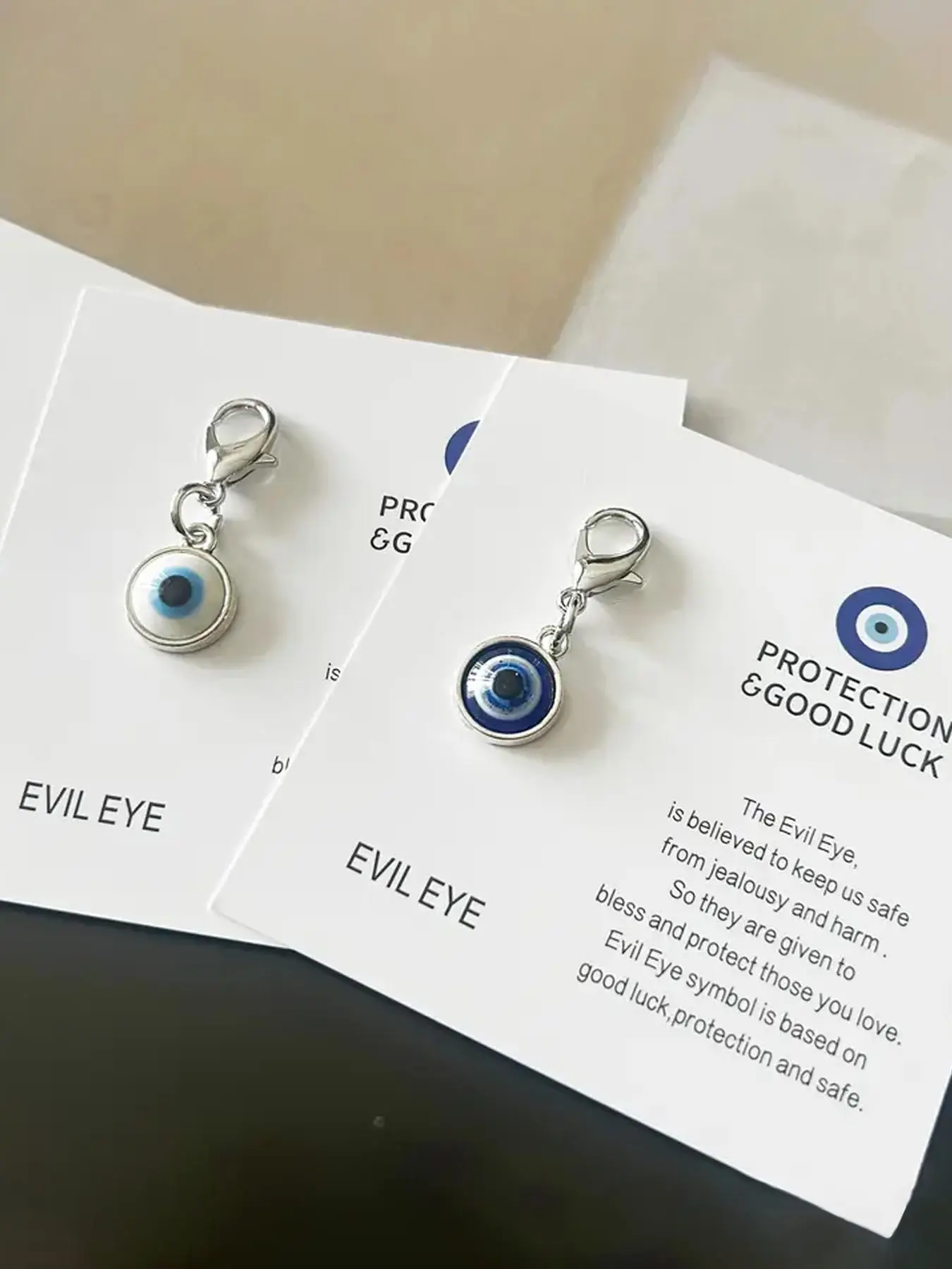 2pcs Evil Eye Amulet Keychain with Card - Men's and Women's Lucky Charm, Unique Gift Idea with Encouragement Message Pocket Hug Card, Suitable for Birthdays, Weddings, Valentine's Day, Holidays, and Graduations, Keychain Accessories, Key Chain Decorations