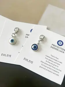2pcs Evil Eye Amulet Keychain with Card - Men's and Women's Lucky Charm, Unique Gift Idea with Encouragement Message Pocket Hug Card, Suitable for Birthdays, Weddings, Valentine's Day, Holidays, and Graduations