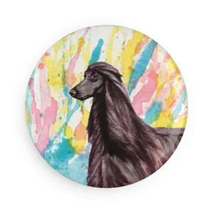 Afghan Hound colorful Dog Breed Magnet, Pastel Rainbow Watercolor splatter Fine Art Prints, Unique Gifts for Dog Lovers