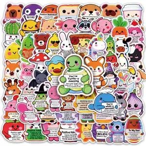 60 Pcs Motivational Animal Stickers, Emotional Support PVC Vinyl Decals with Inspirational Quotes for Laptop Water Bottle Phone Case, Cute Mental Health Gifts for Teens,Boost your mood with these motivational animal stickers!🐻✨ You are doing great to