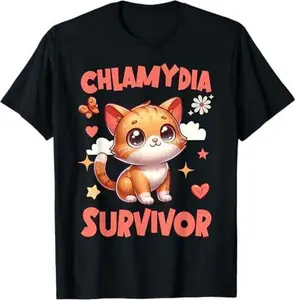 Chlamydia Survivor Cat Meme for Funny Adult Humor T-Shirt