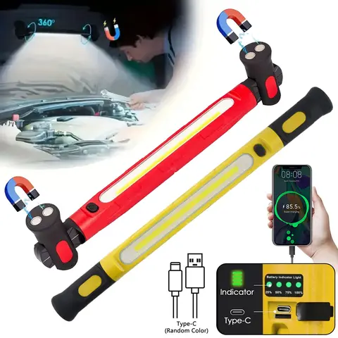 5000mAh Ultra-Bright LED Work Light - Magnetic Cordless Rechargeable Hood Light, Portable for Mechanics, Car Repair, Garage, Workshop, Emergency Use, Automotive Lighting | For Mechanics For Car BonnetGarage Workshop Emergency Flashlight  For Father'S Gift