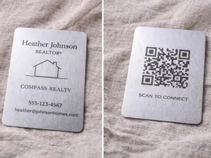 Custom Engraved Metal Business Card | Stainless Steel QR Code Card | Luxury Reusable Networking Card