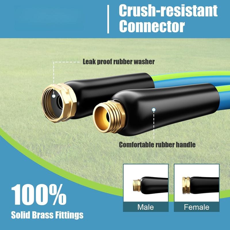 Flexible Short Garden Hose 5/8 10FT: Hybrid Rubber Portable Length Hose - Lightweight Water Hose with Male to Female Fittings - Tangle-Free Hose for Cleaning Park,  Wash, Outdoor, Watering