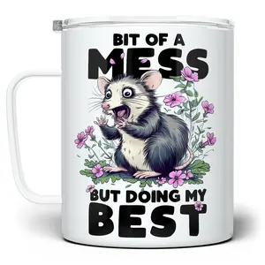 LOFTIPOP Bit of a Mess But Doing My Best Mug, Fun Opossom Cup, Funny Sarcastic Drinkware, Designed and Printed in the USA by Loftipop