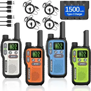 4Pack BAOFENG T18 Walkie Talkie Long Range USB Rechargeable Type-C Charging Upgrade 888s Lightweight with VOX Portable Two Way Radio for Kids Family Thanksgiving Gift