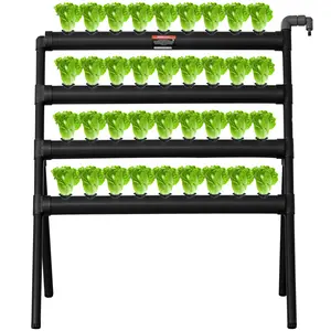 TikTokShopBlackFridayVEVOR Hydroponics Growing System, 36 Sites 4 Layers, Dark Grey PVC Pipes Hydroponic Grow Kit with Water Pump, Timer, Baskets and Sponges for Fruits, Vegetables, Herb