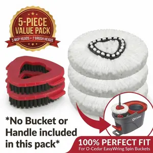 Spin Mop Specific Replacement Kit Compatible with O-Cedar Spin Mop | Microfiber Mop Head & Crevice Brush | Deep Cleans Hard Floors Home Cleaning Bundle