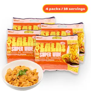 SAYLALA by Weee! Super Wide Chili Oil Noodles | Spicy Ramen Noodles | Instant Ramen - 1760g (4 packs, 16 servings) SAYLALA by Weee! Super Wide Chili Oil Noodles | Spicy Ramen Noodles | Instant Ramen - 1760g (4 packs, 16 servings)