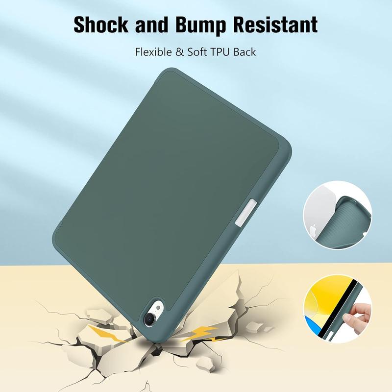 iPad Case/iPad 10th Generation Case [11-Inch 2025/10.9 Inch 2022] with Pencil Holder, Smart Cover with Soft TPU Back [Support Auto Wake/Sleep] Blue Protective Protection Green Tablet Computer