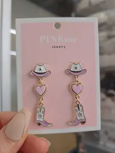 PINKme Pink Black Cowboy Lovely Dangle Earring - Modern Style and Versatile for Any Occasion