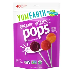 YumEarth Organic Vitamin C Pops Variety Pack, 40 Fruit Flavored Favorites Lollipops, Allergy Friendly, Gluten Free, Non-GMO, Vegan, No Artificial Dyes