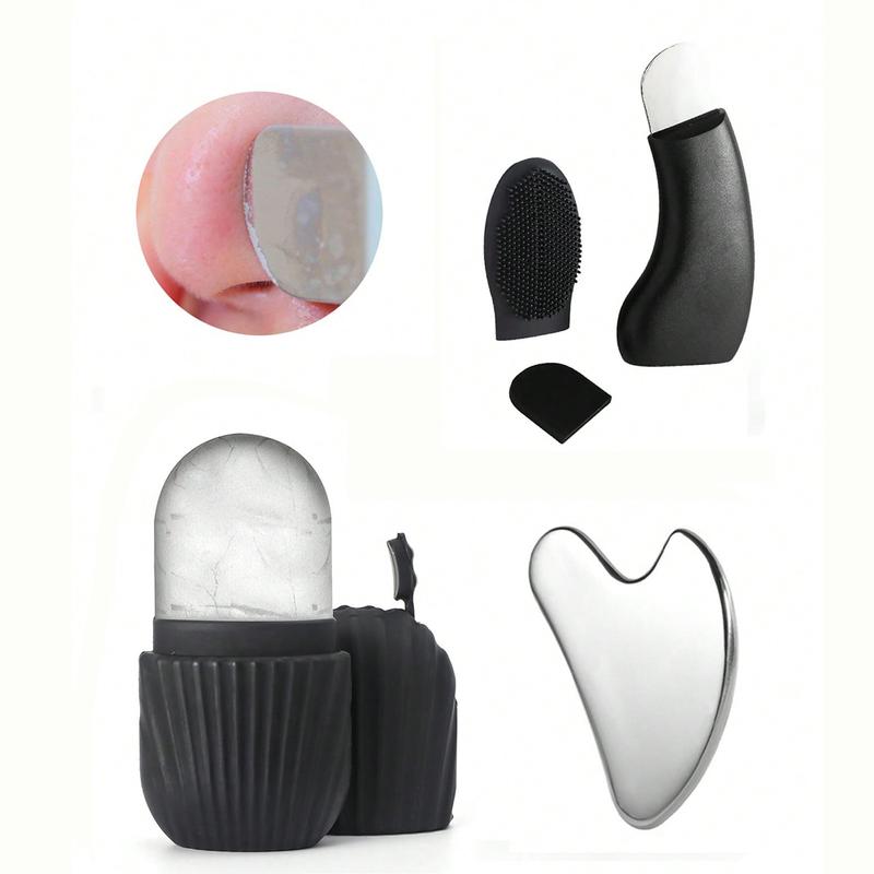 Facial massage ice cube set, including ice roller, blackhead removal tool, scraping board, ice roller to shrink pores, anti-wrinkle, skin massage care tools