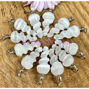 12 PCs Natural Selenite aka Satin Spar Spiral Pendant