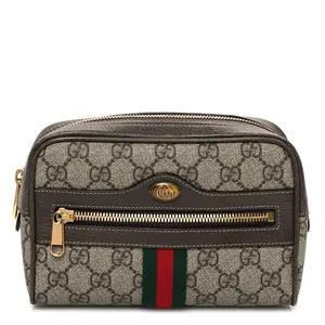 Pre-owned GUCCI Canvas Shoulder Bags GG Supreme Monogram Web Small Ophidia Belt Bag 85 34 Dark Brown