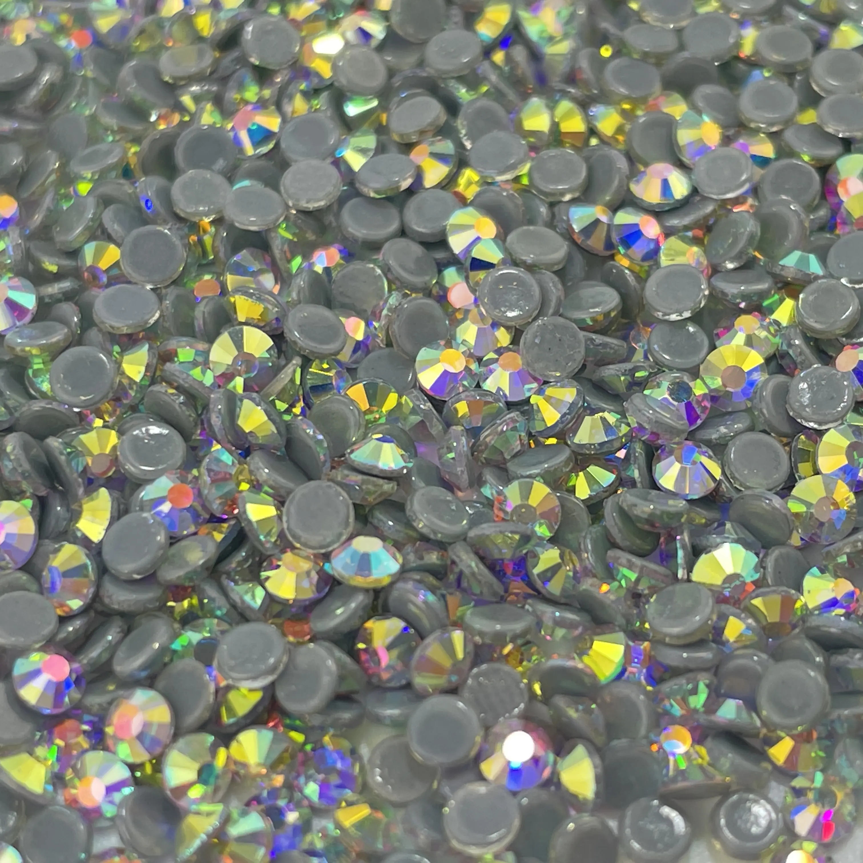 ASFA201 Crystal AB Round Flat Back Hot Fix Rhinestones, 1440Pcs SS12 Shiny Iron-On Rhinestones for Handmade Clothing Decoration