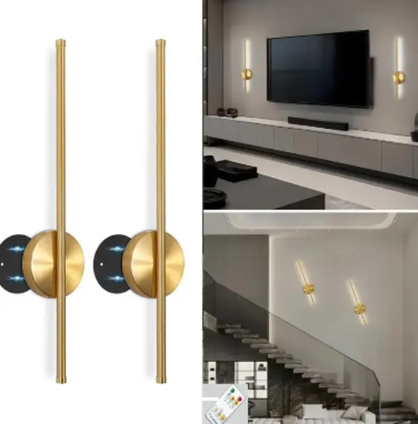Battery Operated Rechargeable Wall Lights, 3 Color Dimmable Wireless Wall Sconces with Remote Control, USB Charging Indoor Modern Mood Wall Lamp for Bedroom Living Room