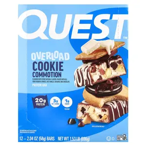 Quest Nutrition Overload Protein Bar, Cookie Commotion, 12 Bars, 2.04 oz (58 g) Each