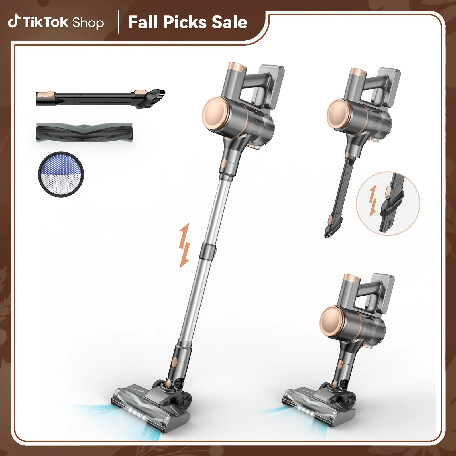 N8 Cordless Stick Vacuum Cleaner 25Kpa 40 Mins Runtime Lightweight Stick Vacuum,Self-Standing Rechargeable Vacuum Cleaners for Pet Hair,Carpet,Hardwood Floor Gold pet lovers #sohochic
