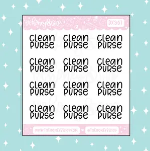 Clean Purse Lettering Doodle Sticker