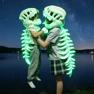 Glow-In-The-Dark Dinosaur Skeleton Plush Toy, Halloween Party Decor, Creative Gift for Kids, Unisex Birthday Present for Boys and Girls
