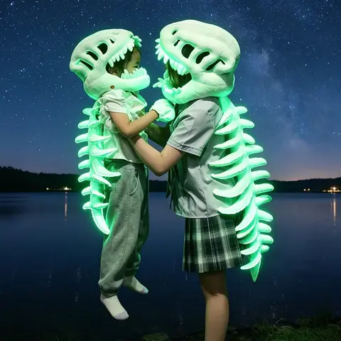 Glow-in-the-Dark Dinosaur Skeleton Plush Toy Creative Stuffed Animal for Halloween Party and Birthday Gifts for Boys and Girls Huggable Collectible