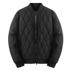 Autumn Winter Fleece Lined Cotton Jacket Cold Resistant Warm Windproof Waterproof Flight Bomber Baseball Collar Coat for Daily Commuting Short Trips Cycling Menswear Sporty Casual Long Sleeve Beige