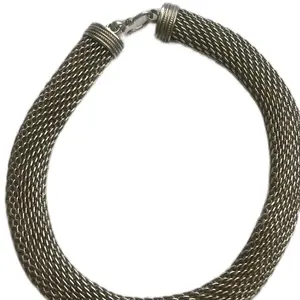 Vintage Sterling Silver Choker with Rope Design and Clasp Closure