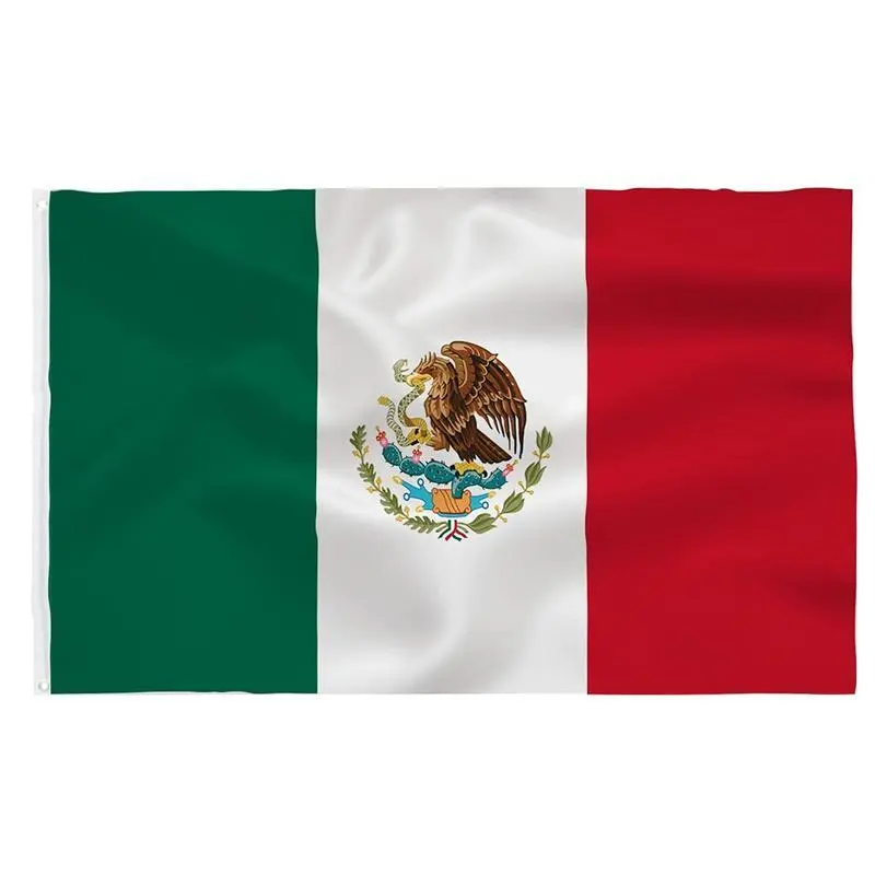 3 x 5ft Mexican National Flag - Synthetic Polyester Fabric, Double Stitching, Vivid Colors, Brass Grommets, Home Decor Banner, Mexican Themed Decorations, Decorative Banner Festive Flags, Office & Indoor Outdoor Use, Party Decorations Banners