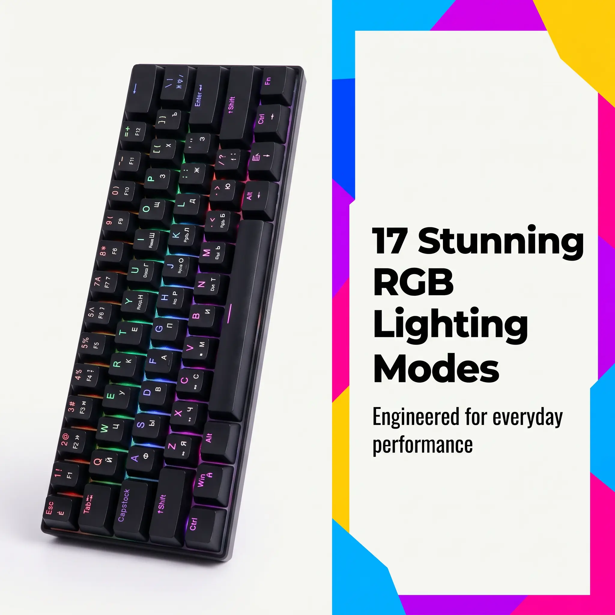 60% Hot Swappable Mechanical Gaming Keyboard, 61 Keys Blue or Red Switch Wired Keyboard with White Positioning Plate for PC Gaming Office