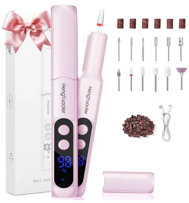 Cordless Electric Nail Drill Professional 3 Speeds Nail Drill Kit for Acrylic Gel Dip, USB Portable Rechargeable 20000 RPM Efile Manicure Pedicure Polishing Shape Tools(Purple)