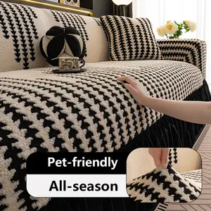 Pure Color Sofa Cover with Skirt Edge, Anti-Slip Furniture Protector, Suitable for 1-5 Seater Sofas, Easy Installation, All Seasons Use