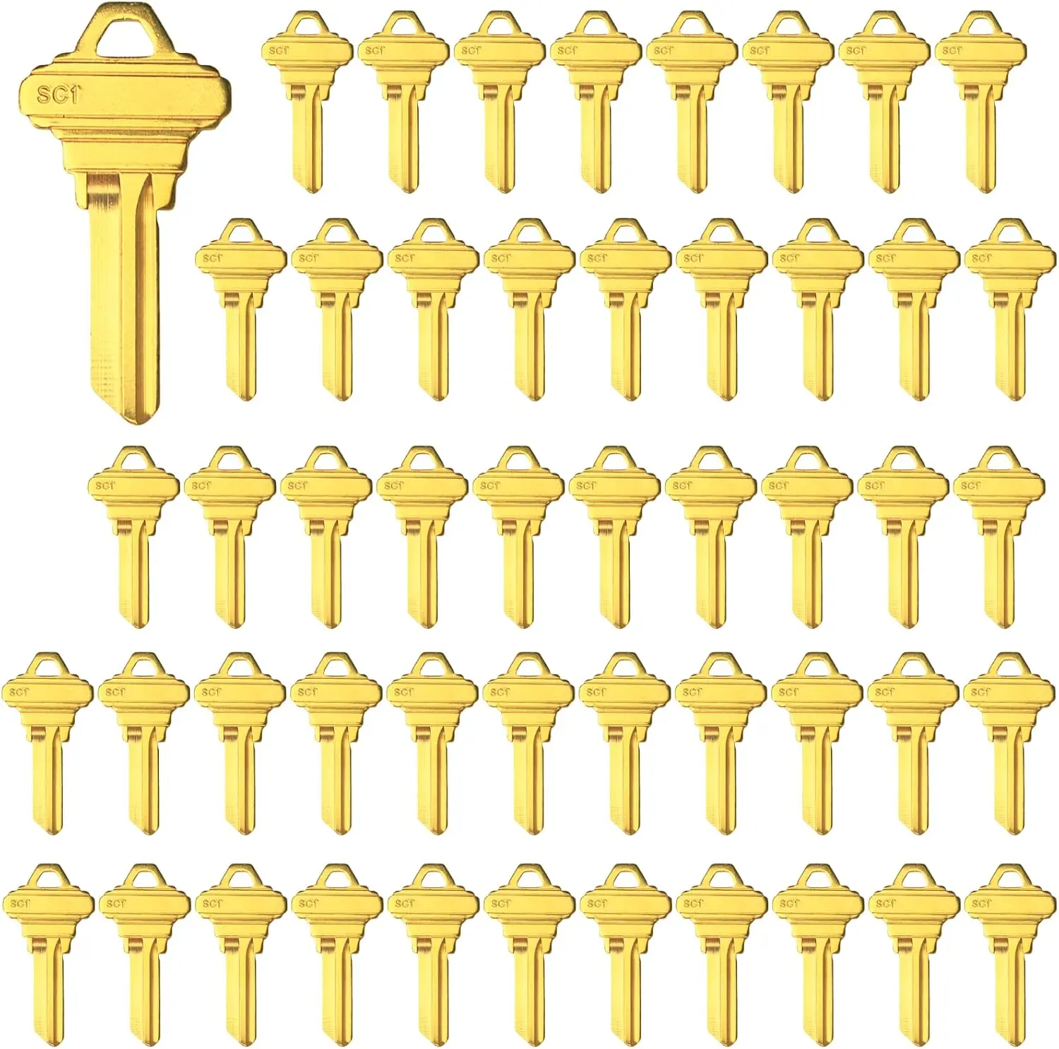 WAH YUE HING SC1 Model Customizable Uncut Brass Key Blanks - 50-Pack Durable Premium Keys for Locksmiths (Tools & Hardware, Hand Tools)