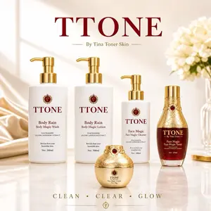 TTONE Ruby Rain 5-Piece Skincare Set – Cleanser, Toner, Face Cream, Body Wash & Body Lotion (Full Routine Set)