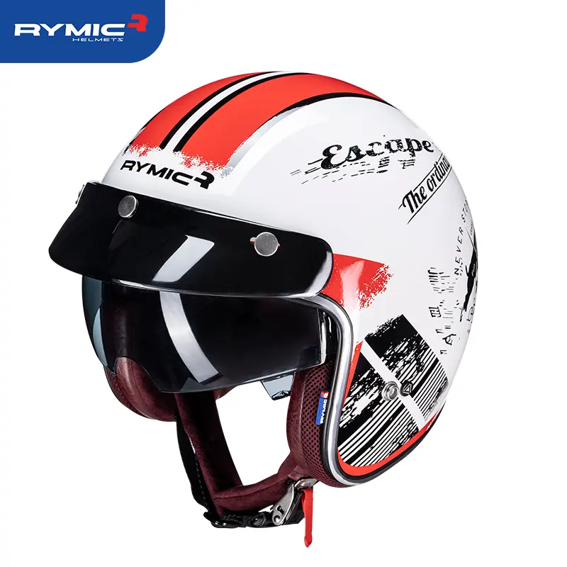 Retro Motorcycle 3/4 glasses Open Face Helmet Vintage Style for Men Women, DOT Approved R859