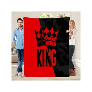 Bold Red-Black Split King Crown Graphic Blanket
