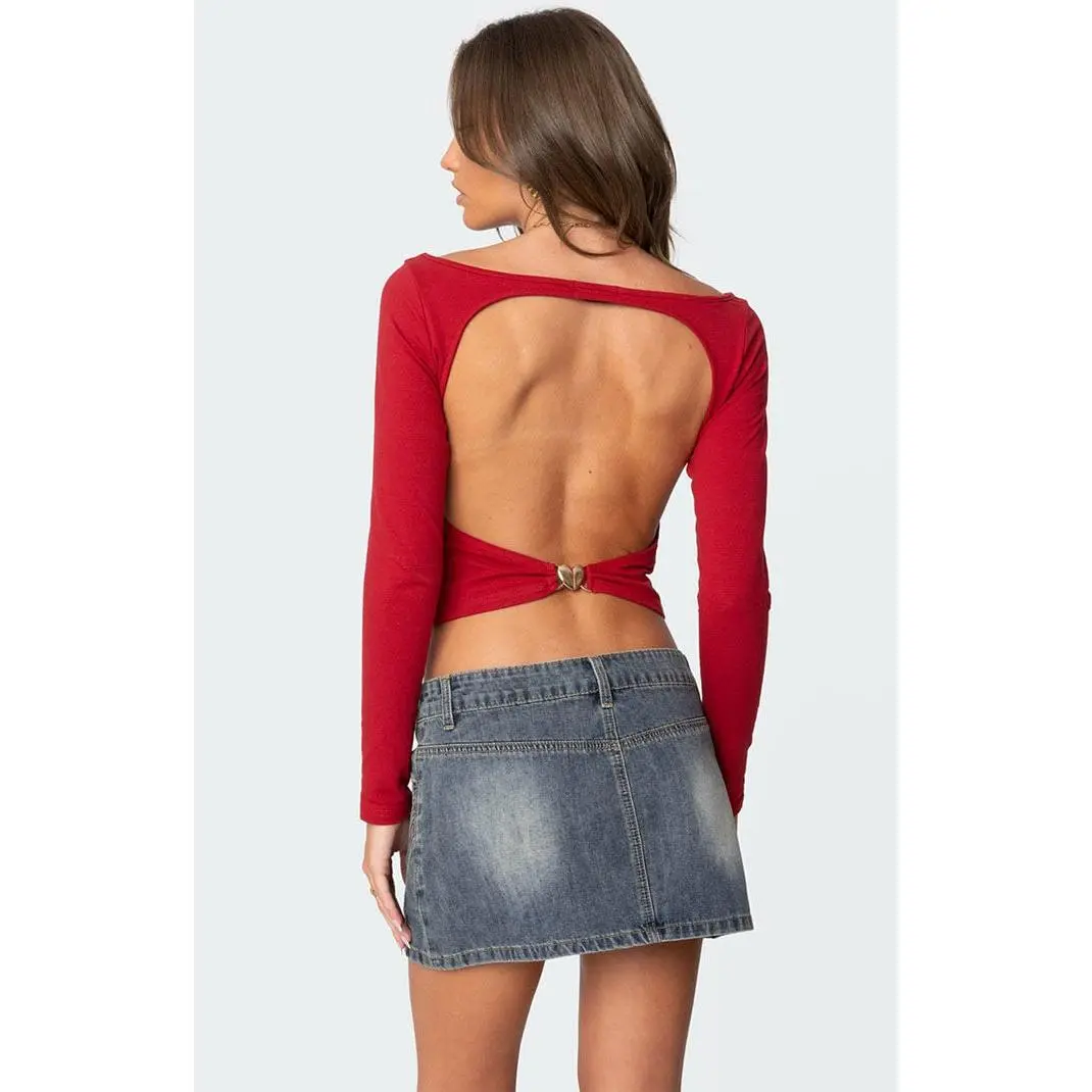 Edikted Women's Valentine Open Back Top