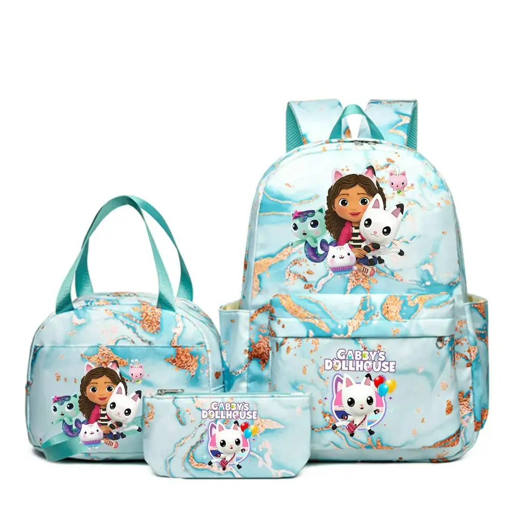 Printed backpack suitable for male and female students, teenagers, and children; includes a lunch bag and can also serve as a casual backpack for women.