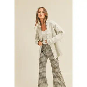 Camden Flare Plaid Pants - Brown/Grey