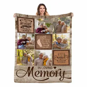 Custom Memorial Blanket with Photo. Sympathy Gift Personalized Throw Blanket. Loving Memory Forever  with Pictures