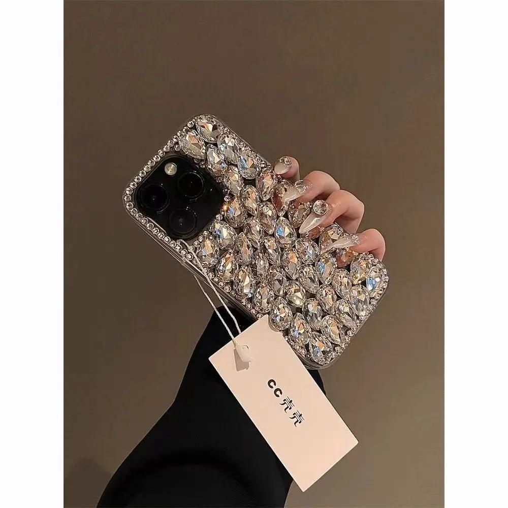 CC Brand Premium Rhinestone Transparent Cellphone Casing Cover for iPhone 17,16,15 Pro,15,14,13,12 Pro Max - Trendy Internet Celebrity Style Mobile Phone Accessory (No Warranty)