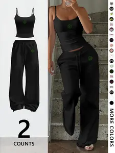 Women's 2-Piece Set Sleeveless Top & Casual Pants, Fall Winter Fashion, Chic, Loose Fit, Breathable, Outdoor Warm, Campus Style, Daily Wear, Outfit