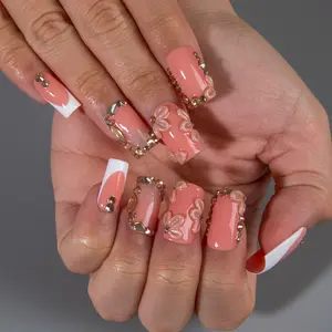 Lovful | NEW DROP Collection Handmade Acrylic Press On Nails | 10PCS Reusable | Salon Quality 3D Flower Rhinestones #DealsForYouDays