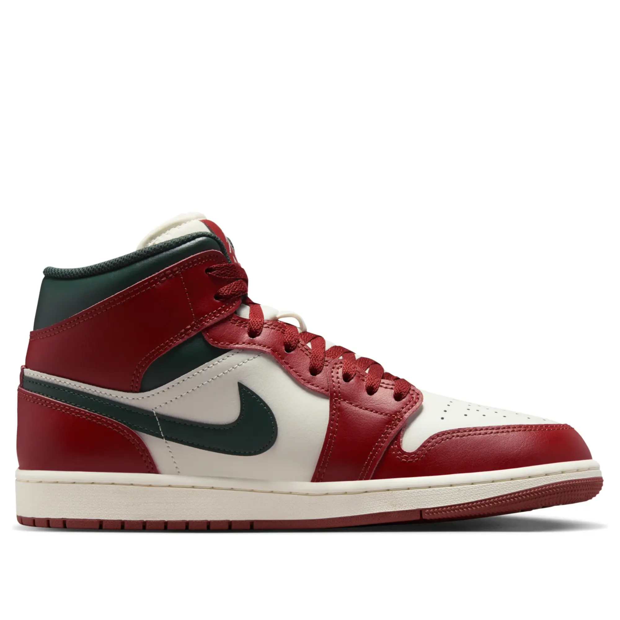 Jordan 1 Mid Redstone Midnight Green – Men’s Casual Basketball Sneakers, High-Top Lace-Up Shoes with Cushioned Midsole, Classic Retro Streetwear Design, Redstone and Midnight Green Colorway, Everyday Athletic Footwear