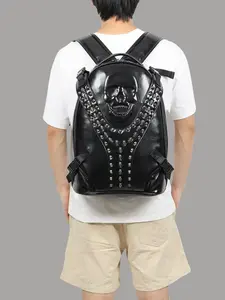 Elegant Style Casual Backpack, New Rivet Skull Design Large Capacity Unisex Bag, Versatile Bookbag for Men & Women