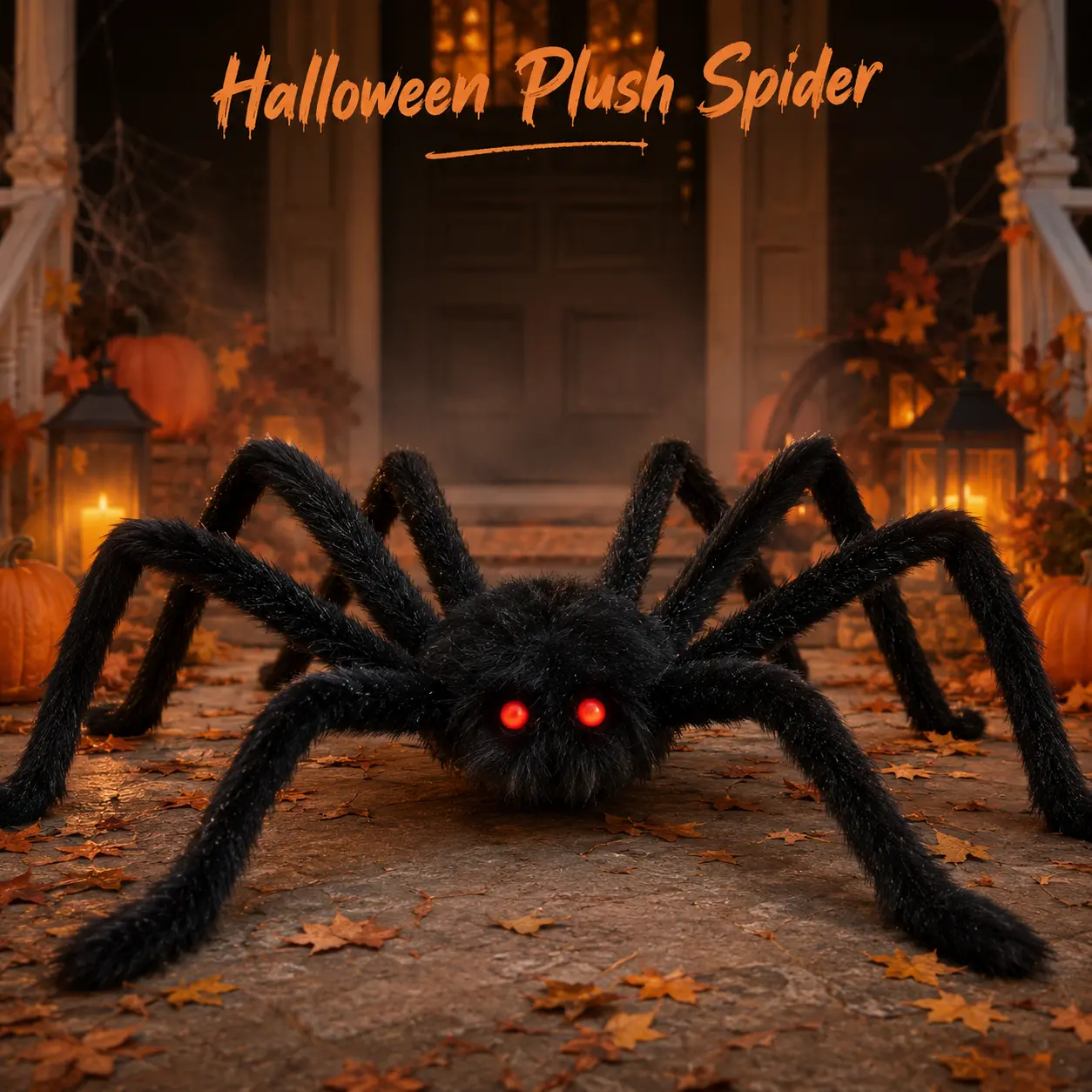 150cm Big Spooky Halloween Spider Prop - Realistic Plush Outdoor/Indoor Horror Decoration with Red Eyes, for Haunted House Garden