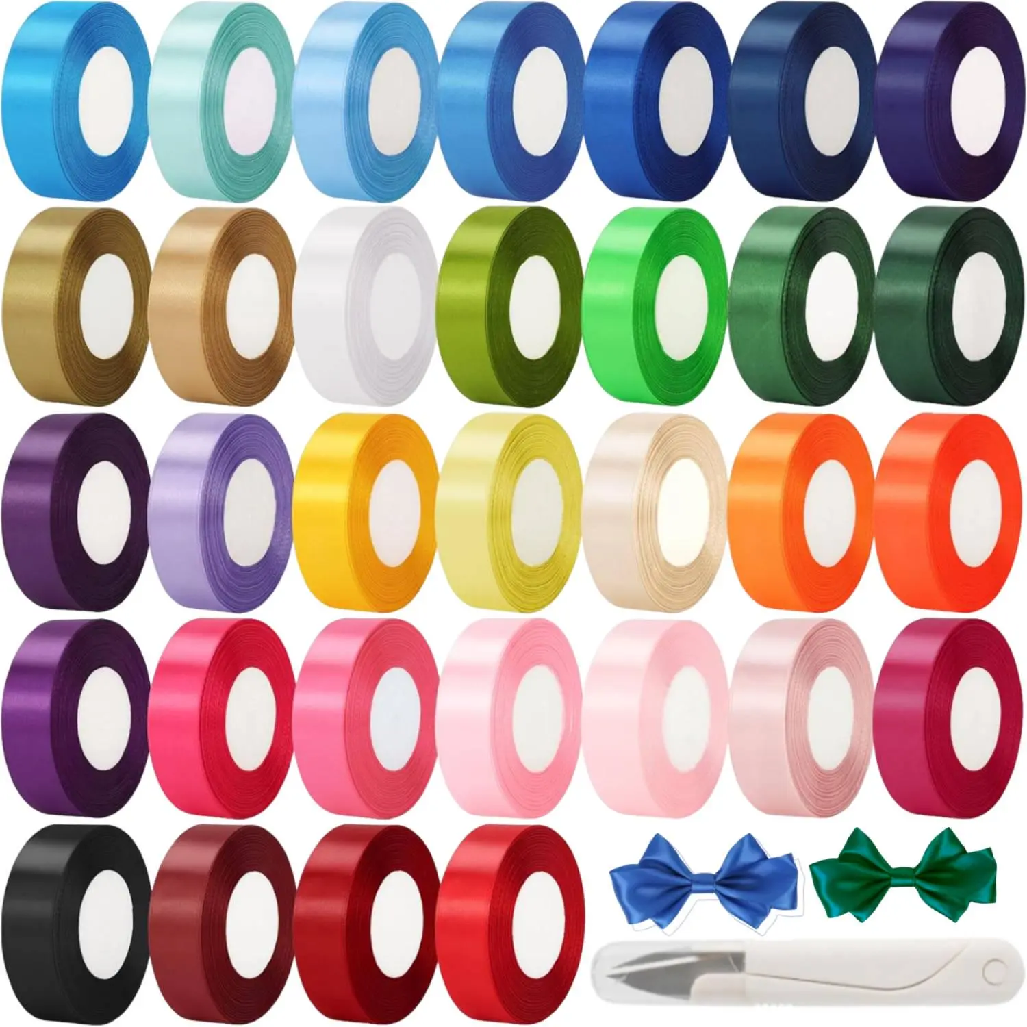 32 Rolls 800 Yards 1 Inch Satin Ribbon Solid Color Ribbons for Gift Wrapping, Girls' Hair Bows, Crafts, Parties and Wedding Décor - Home Improvement.