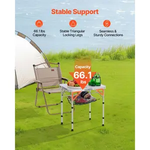 2-foot foldable portable camping table, aluminum outdoor table, height adjustable, on-site